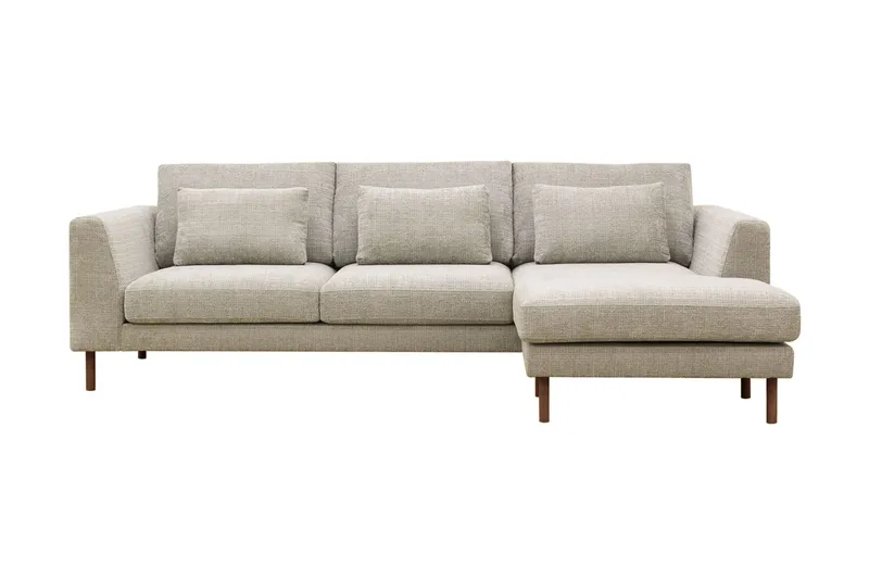 Florenz 3-sits Högervänd L-formad Divansoffa i Chenille, Grå / Beige