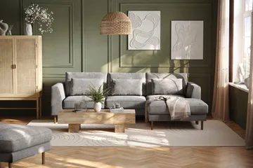 Florenz 3-sits Soffa med Divan Höger - Ljusgrå - Products - Möbler - Soffa - Divansoffa & schäslongsoffa - 3 sits soffa med divan