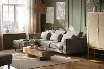 Florenz 3-sits Soffa med Divan Vänster - Ljusgrå - Products - Möbler - Soffa - Divansoffa & schäslongsoffa - 3 sits soffa med divan