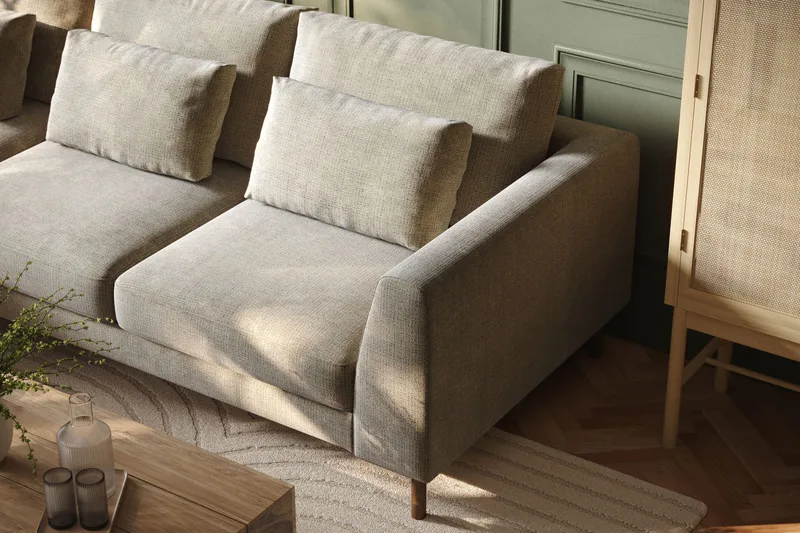 Florenz 3-sits Vänstervänd L-formad Divansoffa i Chenille - Grå / Beige - Products - Möbler - Soffa - Divansoffa & schäslongsoffa - 3 sits soffa med divan