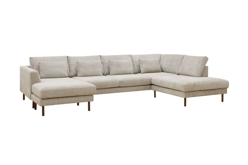 Florenz 4-sits Högervänd U-formad Soffa med Divan och Schäslong i Chenille - Grå / Beige - Products - Möbler - Soffa - Divansoffa & schäslongsoffa - 4 sits soffa med divan
