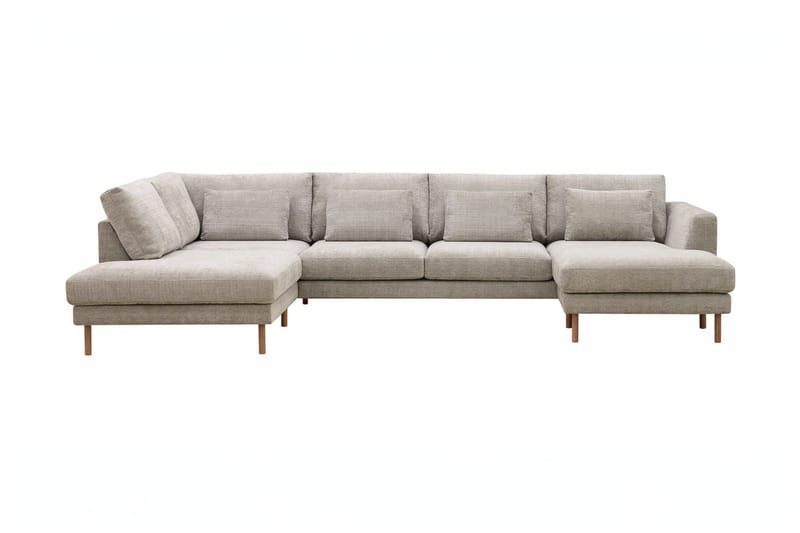 Florenz 4-sits Högervänd U-formad Soffa med Divan och Schäslong i Chenille - Grå / Beige - Products - Möbler - Soffa - Divansoffa & schäslongsoffa - 4 sits soffa med divan