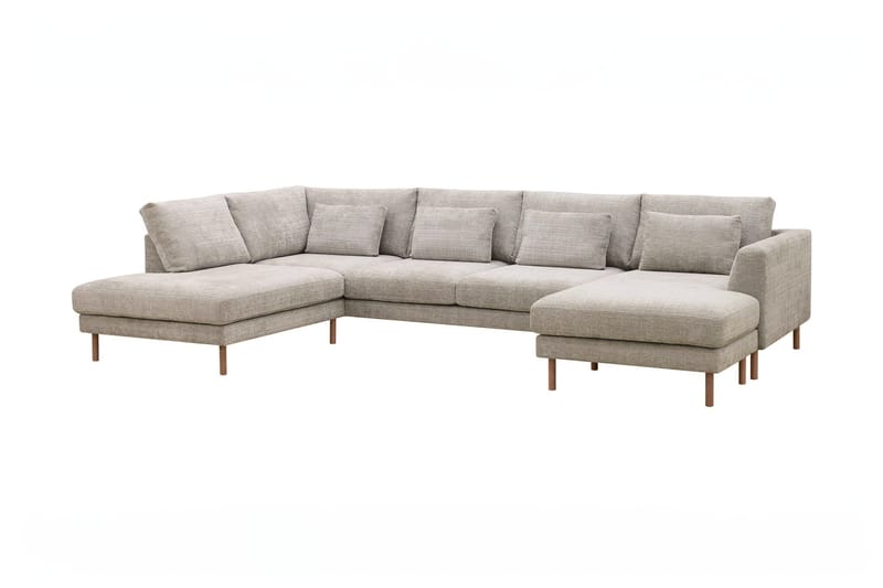 Florenz 4-sits Högervänd U-formad Soffa med Divan och Schäslong i Chenille - Grå / Beige - Products - Möbler - Soffa - Divansoffa & schäslongsoffa - 4 sits soffa med divan