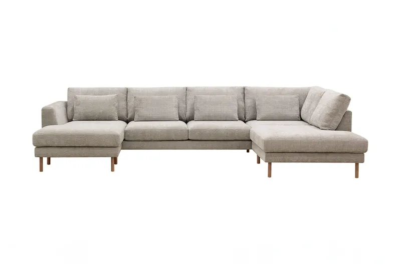 Florenz 4-sits Högervänd U-formad Soffa med Divan och Schäslong i Chenille - Grå / Beige - Products - Möbler - Soffa - Divansoffa & schäslongsoffa - 4 sits soffa med divan