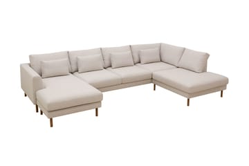 Florenz 4-sits Högervänd U-formad Soffa med Divan och Schäslong i Tyg - Beige - Products - Möbler - Soffa - Divansoffa & schäslongsoffa - 4 sits soffa med divan