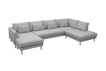 Florenz 4-sits Högervänd U-formad Soffa med Divan och Schäslong i Tyg - Ljusgrå - Products - Möbler - Soffa - Divansoffa & schäslongsoffa - 4 sits soffa med divan