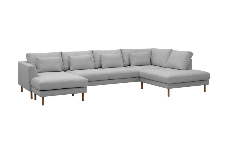 Florenz 4-sits Högervänd U-formad Soffa med Divan och Schäslong i Tyg - Ljusgrå - Products - Möbler - Soffa - Divansoffa & schäslongsoffa - 4 sits soffa med divan