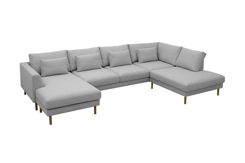 Florenz 4-sits Högervänd U-formad Soffa med Divan och Schäslong i Tyg - Ljusgrå - Products - Möbler - Soffa - Divansoffa & schäslongsoffa - 4 sits soffa med divan