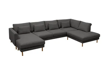 Florenz 4-sits Högervänd U-formad Soffa med Divan och Schäslong i Tyg - Mörkgrå - Products - Möbler - Soffa - Divansoffa & schäslongsoffa - 4 sits soffa med divan