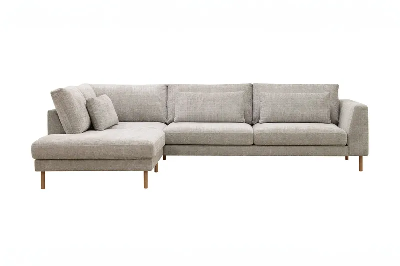 Florenz 4-sits Vänstervänd L-formad Schäslongsoffa i Tyg - Grå / Beige - Products - Möbler - Soffa - Divansoffa & schäslongsoffa - 4 sits soffa med divan