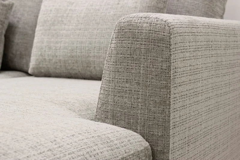 Florenz 4-sits Vänstervänd U-formad Soffa med Divan och Schäslong i Chenille - Grå / Beige - Products - Möbler - Soffa - Divansoffa & schäslongsoffa - 4 sits soffa med divan