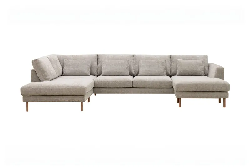 Florenz 4-sits Vänstervänd U-formad Soffa med Divan och Schäslong i Chenille - Grå / Beige - Products - Möbler - Soffa - Divansoffa & schäslongsoffa - 4 sits soffa med divan
