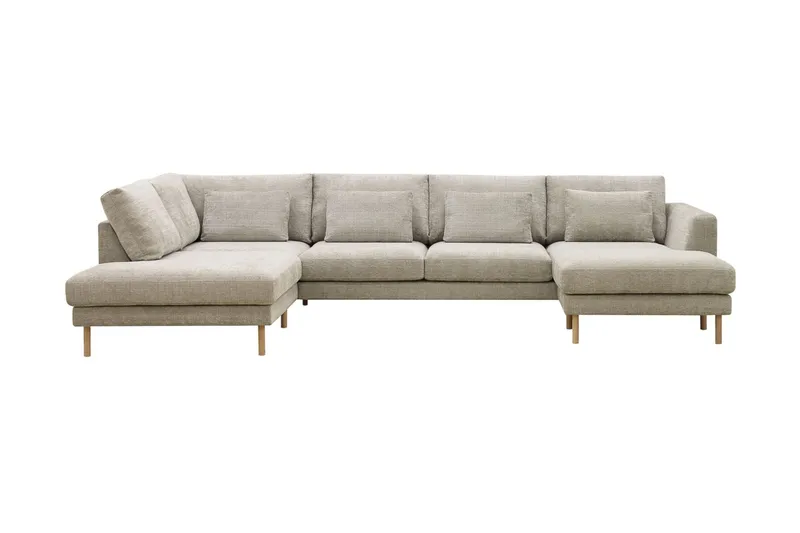 Florenz 4-sits Vänstervänd U-formad Soffa med Divan och Schäslong i Chenille - Grå / Beige - Products - Möbler - Soffa - Divansoffa & schäslongsoffa - 4 sits soffa med divan