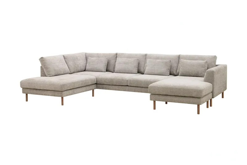 Florenz 4-sits Vänstervänd U-formad Soffa med Divan och Schäslong i Chenille - Grå / Beige - Products - Möbler - Soffa - Divansoffa & schäslongsoffa - 4 sits soffa med divan