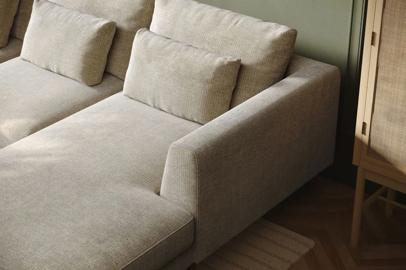 Florenz 4-sits Vänstervänd U-formad Soffa med Divan och Schäslong i Chenille - Grå / Beige - Products - Möbler - Soffa - Divansoffa & schäslongsoffa - 4 sits soffa med divan
