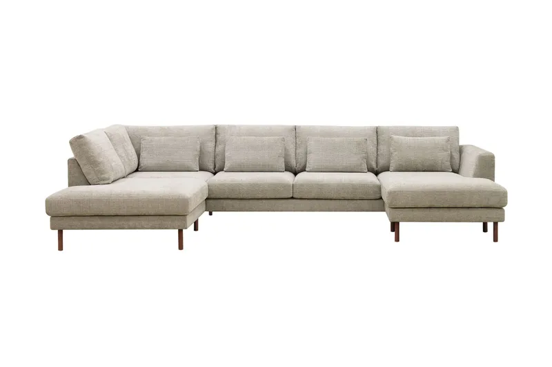 Florenz 4-sits Vänstervänd U-formad Soffa med Divan och Schäslong i Chenille, Grå / Beige