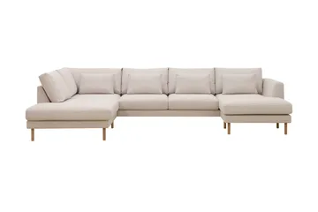 Florenz 4-sits Vänstervänd U-formad Soffa med Divan och Schäslong i Tyg - Beige - Products - Möbler - Soffa - Divansoffa & schäslongsoffa - 4 sits soffa med divan