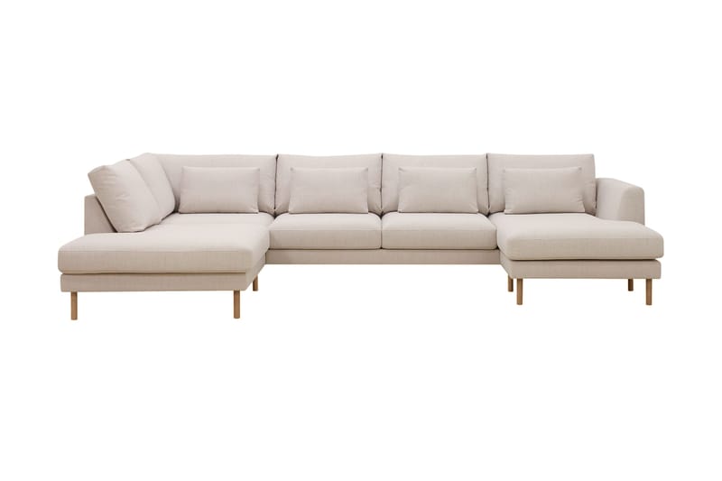 Florenz 4-sits Vänstervänd U-formad Soffa med Divan och Schäslong i Tyg - Beige - Products - Möbler - Soffa - Divansoffa & schäslongsoffa - 4 sits soffa med divan