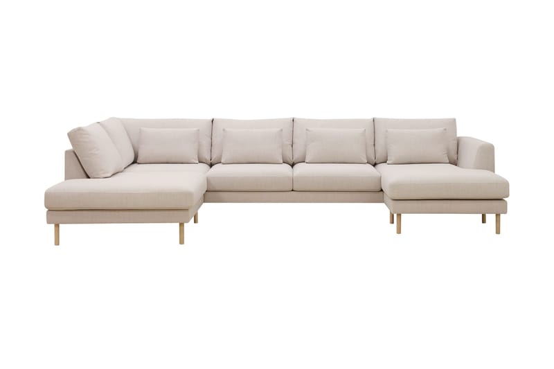 Florenz 4-sits Vänstervänd U-formad Soffa med Divan och Schäslong i Tyg - Beige - Products - Möbler - Soffa - Divansoffa & schäslongsoffa - 4 sits soffa med divan