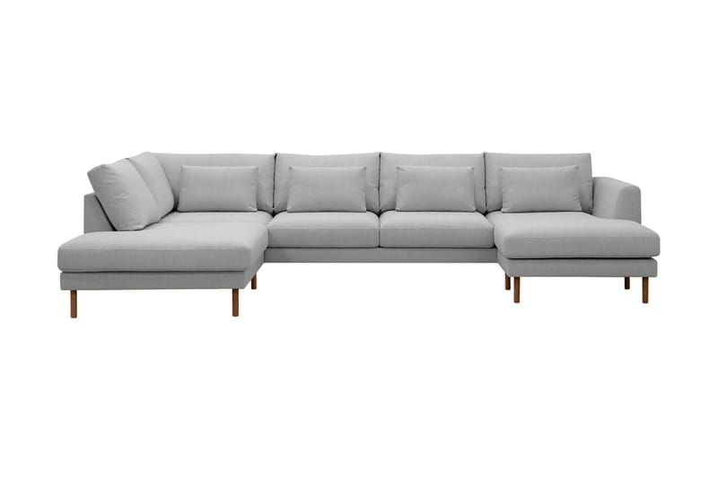 Florenz 4-sits Vänstervänd U-formad Soffa med Divan och Schäslong i Tyg, Ljusgrå