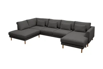 Florenz 4-sits Vänstervänd U-formad Soffa med Divan och Schäslong i Tyg - Mörkgrå - Products - Möbler - Soffa - Divansoffa & schäslongsoffa - 4 sits soffa med divan