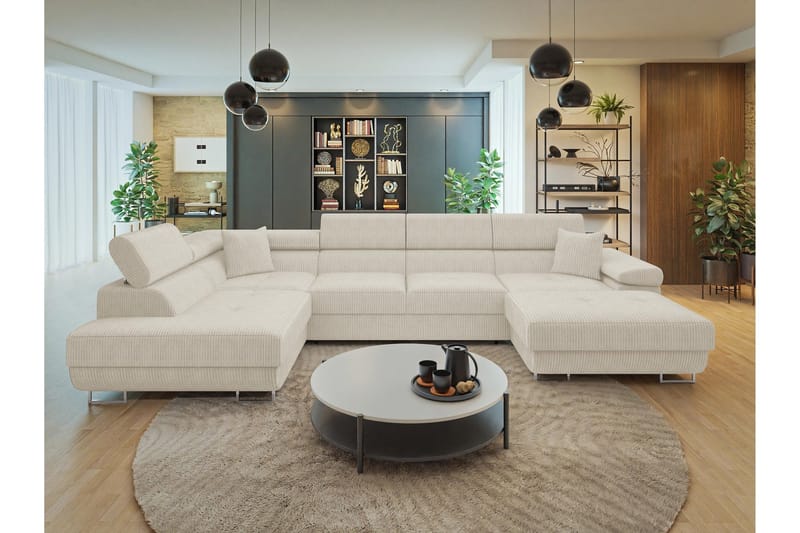 Gabina Soffa med Divan och Schäslong 4-sits - Beige - Products - Möbler - Soffa - Divansoffa & schäslongsoffa - 4 sits soffa med divan