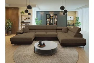 Gabina Soffa med Divan och Schäslong 4-sits - Brun - Products - Möbler - Soffa - Divansoffa & schäslongsoffa - 4 sits soffa med divan