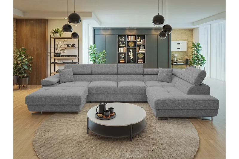 Gabina Soffa med Divan och Schäslong 4-sits - Grå - Products - Möbler - Soffa - Divansoffa & schäslongsoffa - 4 sits soffa med divan
