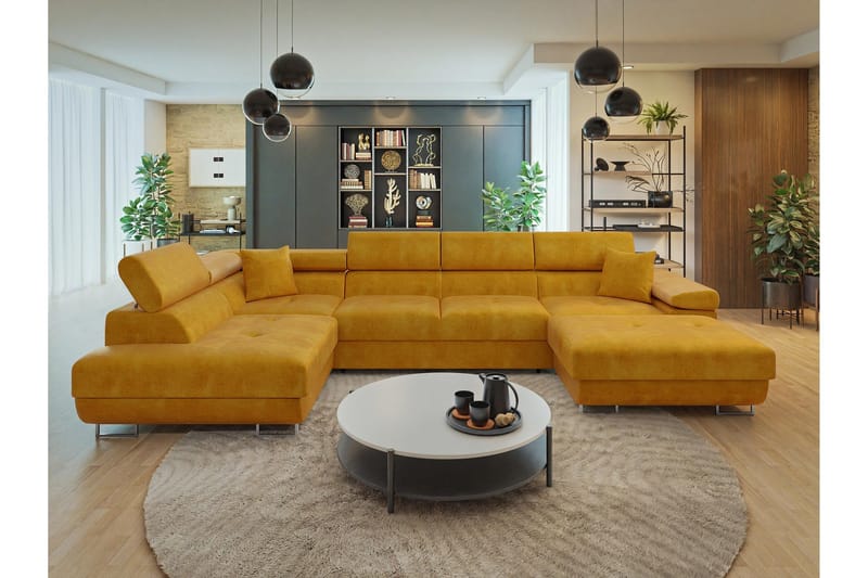 Gabina Soffa med Divan och Schäslong 4-sits - Gul - Products - Möbler - Soffa - Divansoffa & schäslongsoffa - 4 sits soffa med divan