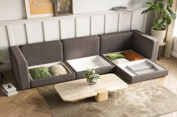 Hagblom 4-sits Divansoffa med Förvaring Vändbar - Mörkgrå - Products - Möbler - Soffa - Divansoffa & schäslongsoffa - 4 sits soffa med divan