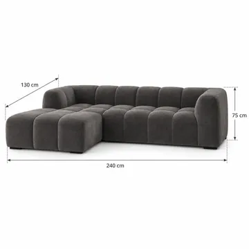 Marlow 3-sits L-formad Bubblig Divansoffa Vänster med Schäslong i Tyg - Grå - Products - Möbler - Soffa - Divansoffa & schäslongsoffa - 3 sits soffa med divan