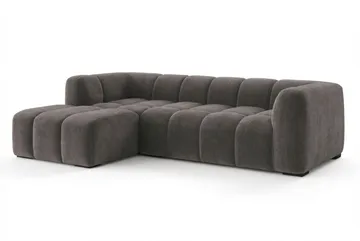 Marlow 3-sits L-formad Bubblig Divansoffa Vänster med Schäslong i Tyg - Grå - Products - Möbler - Soffa - Divansoffa & schäslongsoffa - 3 sits soffa med divan