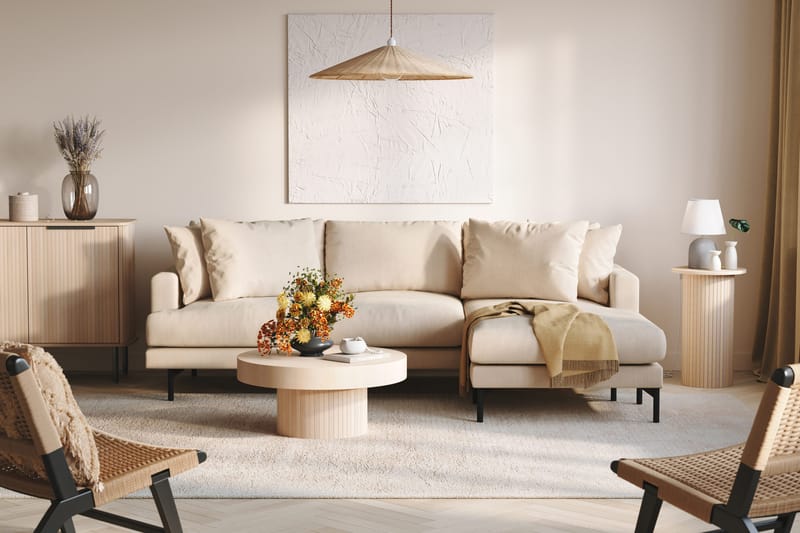 Menard 3-sits Högervänd L-formad Divansoffa i Manchester - Beige - Products - Möbler - Soffa - Divansoffa & schäslongsoffa - 3 sits soffa med divan