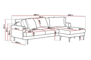 Menard 3-sits Högervänd L-formad Divansoffa i Manchester - Grå - Products - Möbler - Soffa - Divansoffa & schäslongsoffa - 3 sits soffa med divan