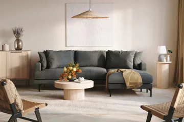 Menard 3-sits Högervänd L-formad Divansoffa i Manchester - Grå - Products - Möbler - Soffa - Divansoffa & schäslongsoffa - 3 sits soffa med divan