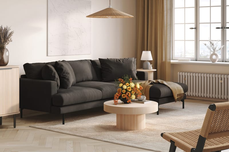 Menard 3-sits Högervänd L-formad Divansoffa i Manchester - Mörkgrå - Products - Möbler - Soffa - Divansoffa & schäslongsoffa - 3 sits soffa med divan