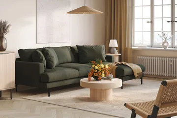 Menard 3-sits Högervänd L-formad Divansoffa i Manchester - Mörkgrön - Products - Möbler - Soffa - Divansoffa & schäslongsoffa - 3 sits soffa med divan