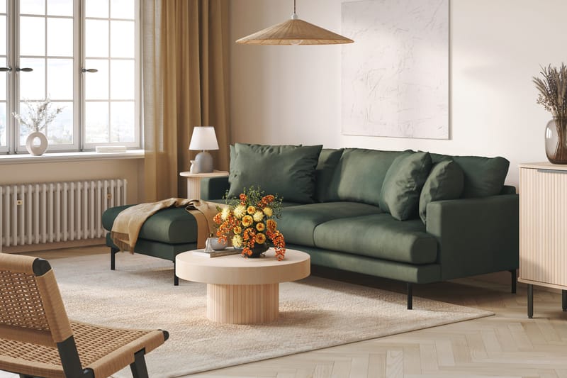 Menard 3-sits Vänstervänd L-formad Divansoffa i Manchester - Grön - Products - Möbler - Soffa - Divansoffa & schäslongsoffa - 3 sits soffa med divan