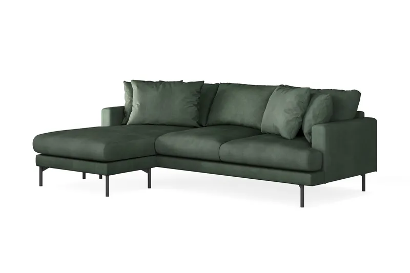 Menard 3-sits Vänstervänd L-formad Divansoffa i Manchester - Grön - Products - Möbler - Soffa - Divansoffa & schäslongsoffa - 3 sits soffa med divan