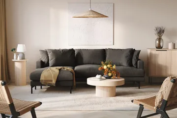 Menard 3-sits Vänstervänd L-formad Divansoffa i Manchester - Mörkgrå - Products - Möbler - Soffa - Divansoffa & schäslongsoffa - 3 sits soffa med divan