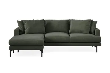 Menard 3-sits Vänstervänd L-formad Divansoffa i Manchester - Mörkgrön - Products - Möbler - Soffa - Divansoffa & schäslongsoffa - 3 sits soffa med divan