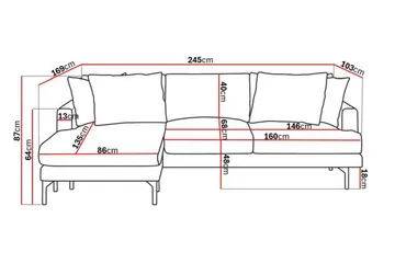 Menard 3-sits Vänstervänd L-formad Divansoffa i Manchester - Mörkgrön - Products - Möbler - Soffa - Divansoffa & schäslongsoffa - 3 sits soffa med divan