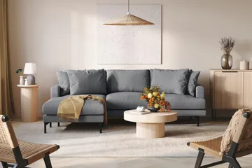 Menard 3-sits Vänstervänd L-formad Divansoffa i Tyg - Mörkgrå - Products - Möbler - Soffa - Divansoffa & schäslongsoffa - 3 sits soffa med divan