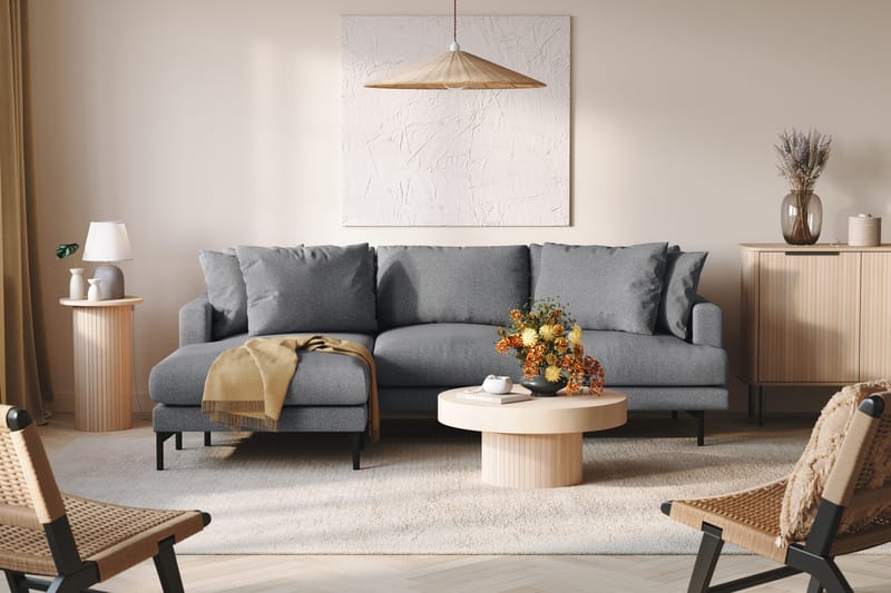 Menard 3-sits Vänstervänd L-formad Divansoffa i Tyg - Mörkgrå - Products - Möbler - Soffa - Divansoffa & schäslongsoffa - 3 sits soffa med divan
