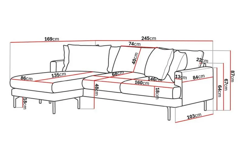 Menard 3-sits Vänstervänd L-formad Djup Divansoffa i Manchester - Beige - Products - Möbler - Soffa - Divansoffa & schäslongsoffa - 3 sits soffa med divan