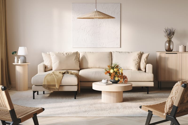Menard 3-sits Vänstervänd L-formad Djup Divansoffa i Manchester - Beige - Products - Möbler - Soffa - Divansoffa & schäslongsoffa - 3 sits soffa med divan
