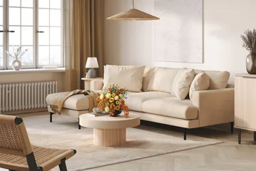 Menard 3-sits Vänstervänd L-formad Djup Divansoffa i Manchester - Beige - Products - Möbler - Soffa - Divansoffa & schäslongsoffa - 3 sits soffa med divan