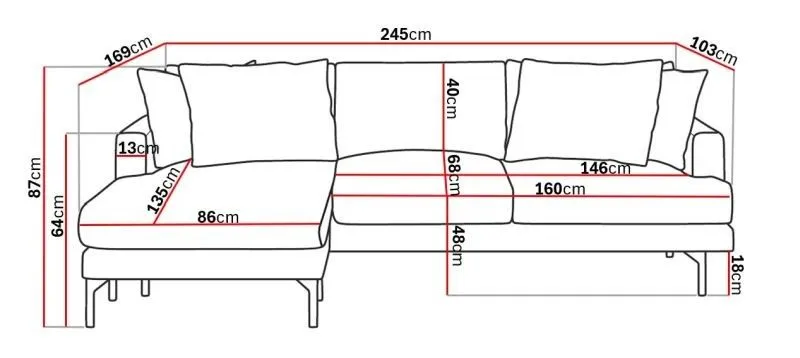 Menard 3-sits Vänstervänd L-formad Djup Divansoffa i Manchester - Brun - Products - Möbler - Soffa - Divansoffa & schäslongsoffa - 3 sits soffa med divan