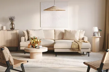 Menard 4-sits Högervänd L-formad Divansoffa i Manchester - Beige - Products - Möbler - Soffa - Divansoffa & schäslongsoffa - 4 sits soffa med divan