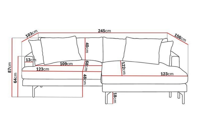 Menard 4-sits Högervänd L-formad Divansoffa i Manchester - Grå - Products - Möbler - Soffa - Divansoffa & schäslongsoffa - 4 sits soffa med divan